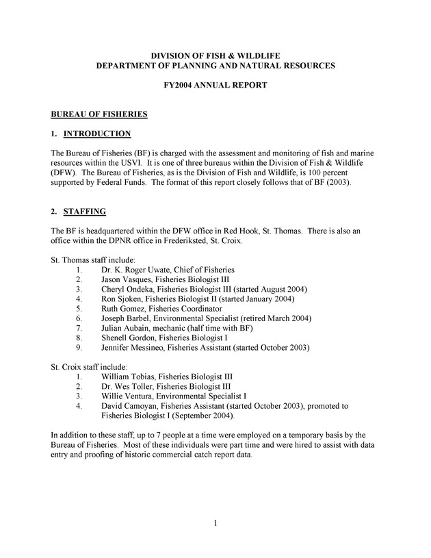 Annual report of the Division of Fish & Wildlife - Page 1