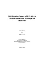 2003 opinion survey of U.S. Virgin Island Recreational Fishing Club members
