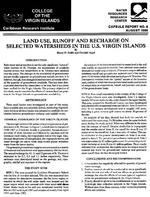 Land use, Runoff and Recharge on Selected Watersheds in the U. S. Virgin Islands