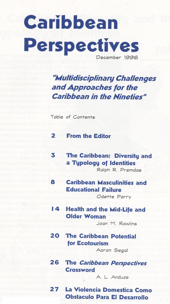 Multidisciplinary challenges and approaches for the Caribbean in the nineties - 0002