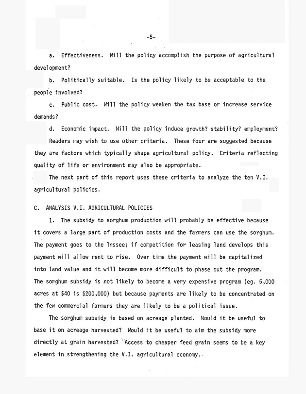 Report on : Virgin Islands agricultural development study, conducted June 4-16, 1978 - 0009