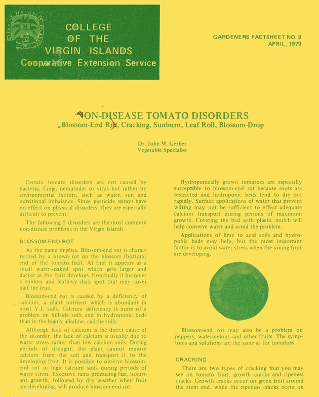 Non-disease tomato disorders : blossom-end rot, cracking, sunburn, leaf roll, blossom-drop - 0001-Front