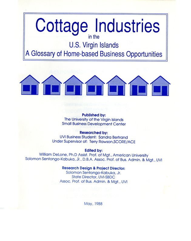 Cottage industries in the U.S. Virgin Islands : a glossary of home-based business opportunities - 0001