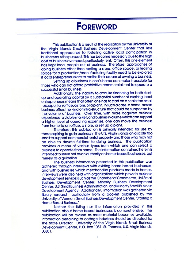 Cottage industries in the U.S. Virgin Islands : a glossary of home-based business opportunities - 0005