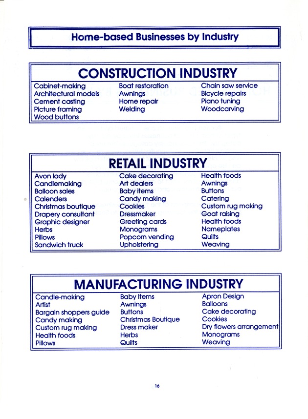 Cottage industries in the U.S. Virgin Islands : a glossary of home-based business opportunities - 0018