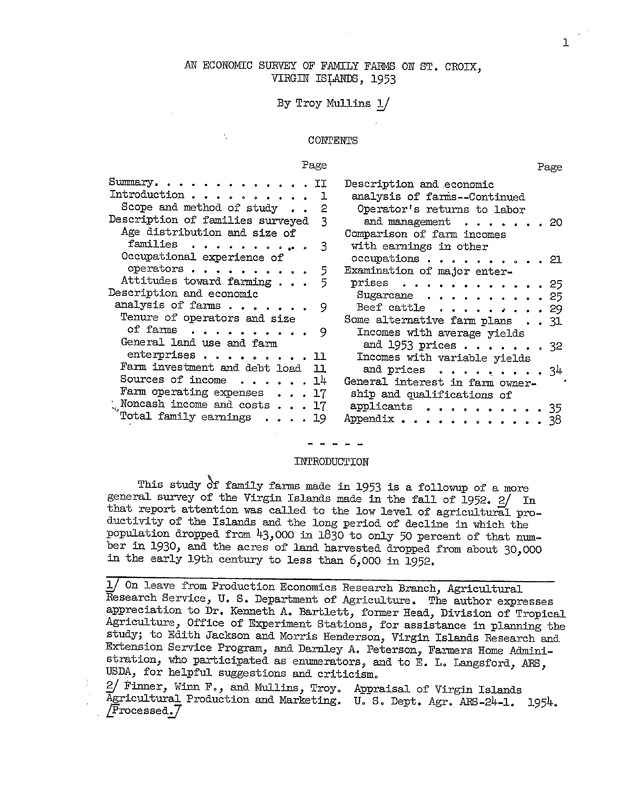 An economic survey of family farms on St. Croix, Virgin Islands, 1953 - 0004