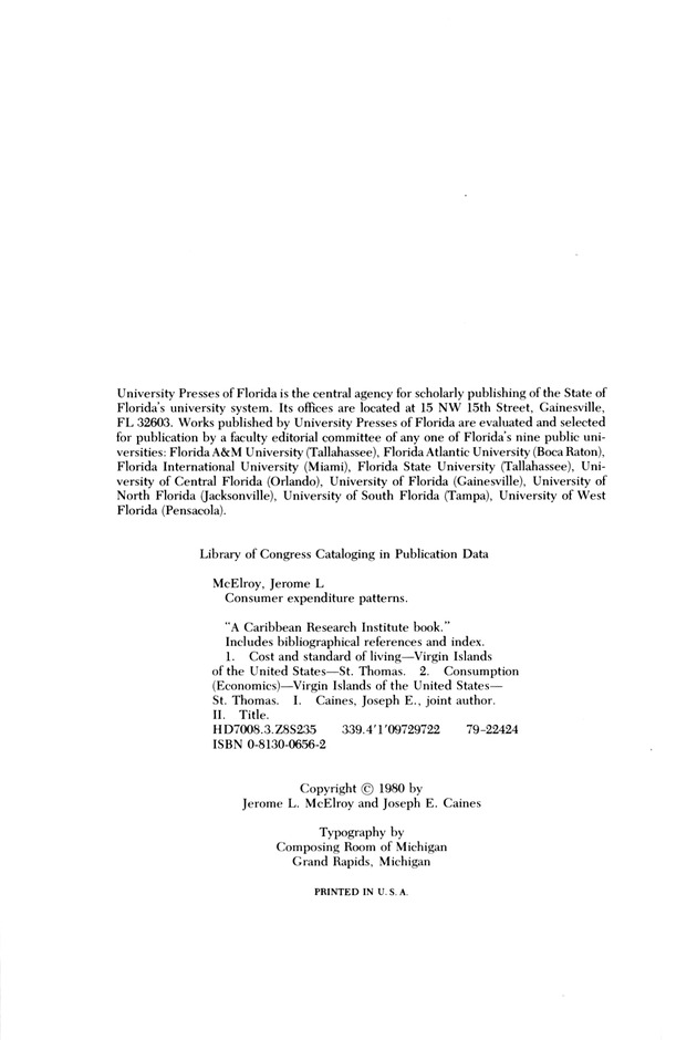 Consumer expenditure patterns : a survey of St. Thomas, U.S.V.I., 1975-1976 - 0003