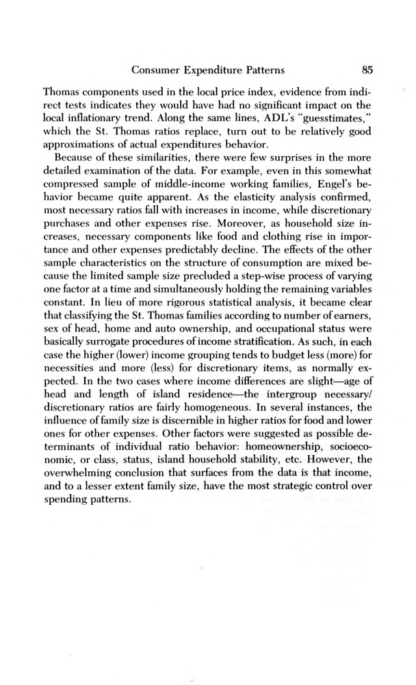 Consumer expenditure patterns : a survey of St. Thomas, U.S.V.I., 1975-1976 - 0091