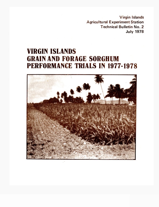 Virgin Islands grain and forage sorghum performance trails in 1976-1977 - 0000-front