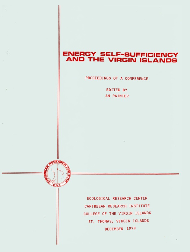 Energy self-sufficiency and the Virgin Islands : proceedings of a conference - 0000-front