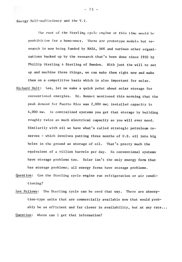 Energy self-sufficiency and the Virgin Islands : proceedings of a conference - 0083