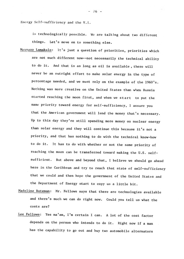 Energy self-sufficiency and the Virgin Islands : proceedings of a conference - 0086