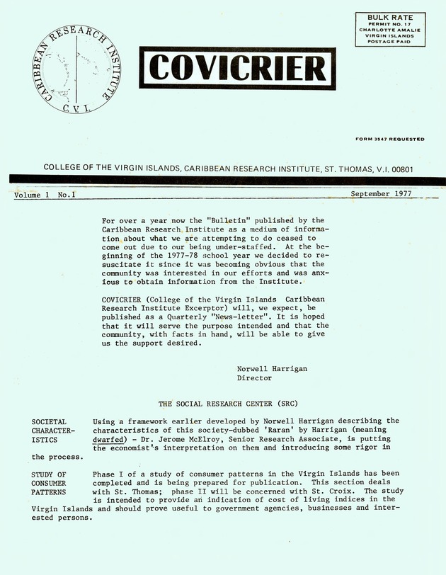 Covicrier  College of the Virgin Islands Caribbean Research Institute Excerptor - 0000-front