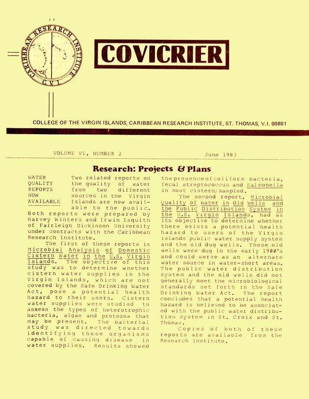 Covicrier  College of the Virgin Islands Caribbean Research Institute Excerptor - 0102