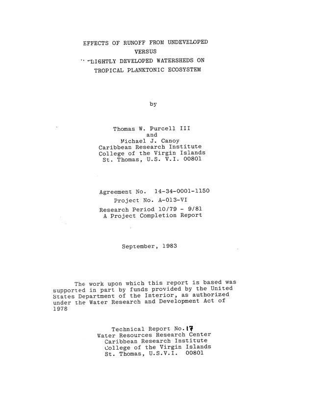 Effects of runoff from underdeveloped versus lightly developed watersheds on tropical planktonic ecosystem - 0000_cover