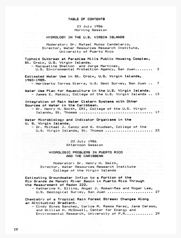 3rd Caribbean Islands Water Resources Congress : proceedings of a symposium held in St. Thomas, U.S. Virgin Islands, 22-23 July 1986 - 0003