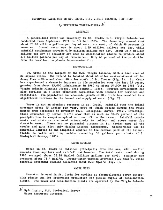 3rd Caribbean Islands Water Resources Congress : proceedings of a symposium held in St. Thomas, U.S. Virgin Islands, 22-23 July 1986 - 0011