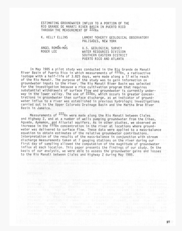 3rd Caribbean Islands Water Resources Congress : proceedings of a symposium held in St. Thomas, U.S. Virgin Islands, 22-23 July 1986 - 0026