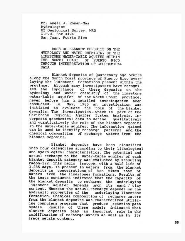 3rd Caribbean Islands Water Resources Congress : proceedings of a symposium held in St. Thomas, U.S. Virgin Islands, 22-23 July 1986 - 0031