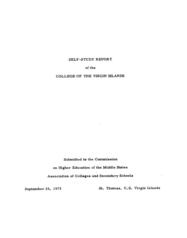 Self-study report of the College of the Virgin Islands - 0001