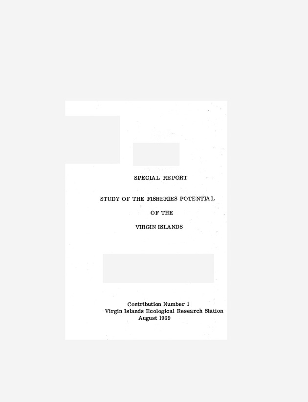 Study of the fisheries potential of the Virgin Islands Contribution - 0000-front