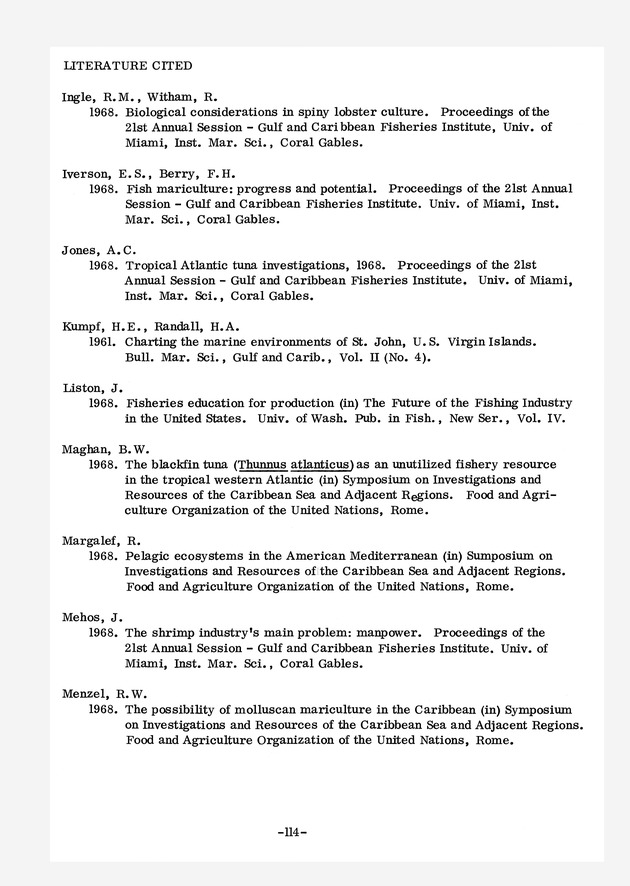 Study of the fisheries potential of the Virgin Islands Contribution - 0091