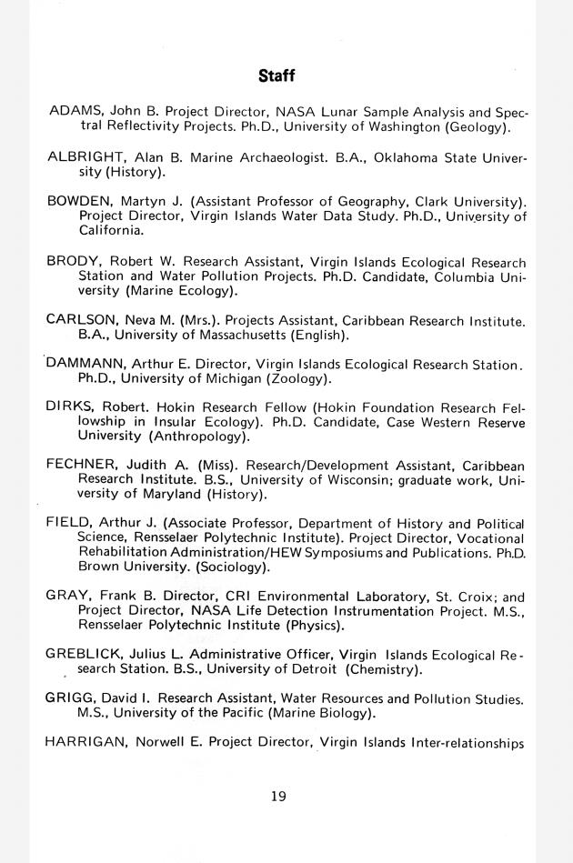 Caribbean Research Institute: Annual report 1969 - 0019