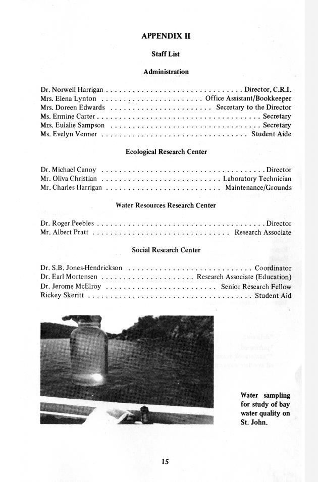 Caribbean Research Institute College of the Virgin Islands Report - 1975-1977 - 0016