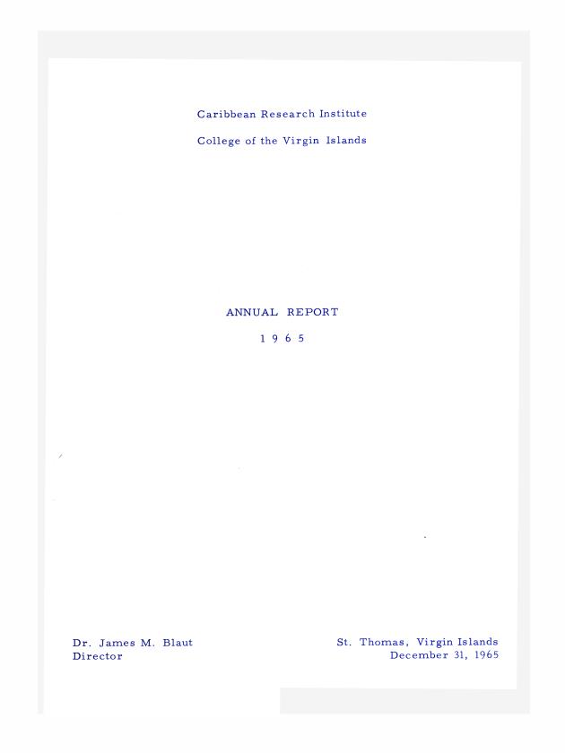 Caribbean Research Institute-Annual Report 1965 - 0001