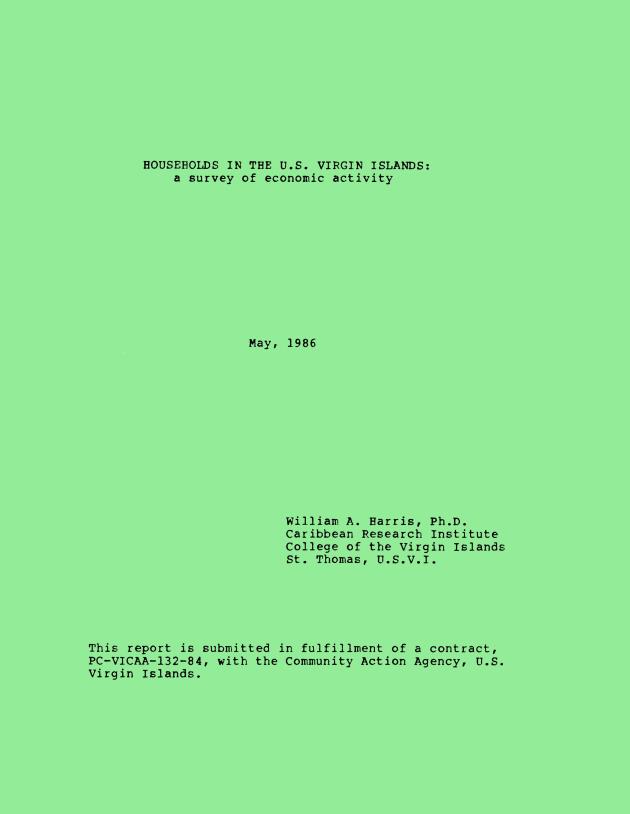 Households in the U.S. Virgin Islands : a survey of economic activity - 0000-front