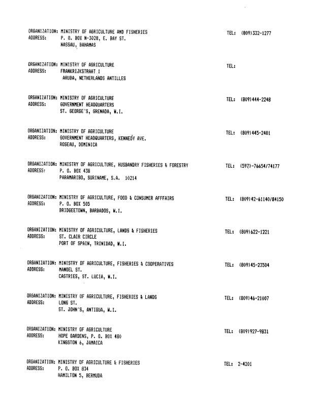 Alphabetical listing of organizations and individuals involved in agricultural research and development in eastern Caribbean Countries - 0015