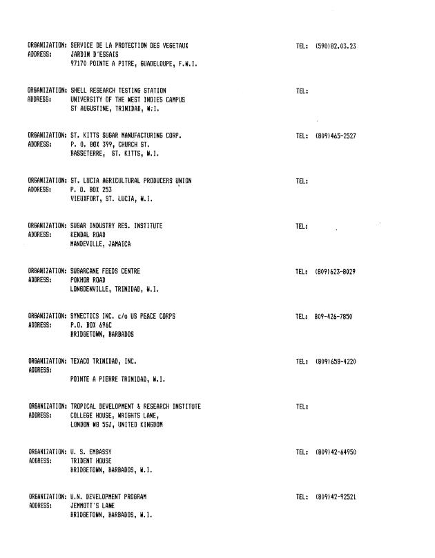 Alphabetical listing of organizations and individuals involved in agricultural research and development in eastern Caribbean Countries - 0019