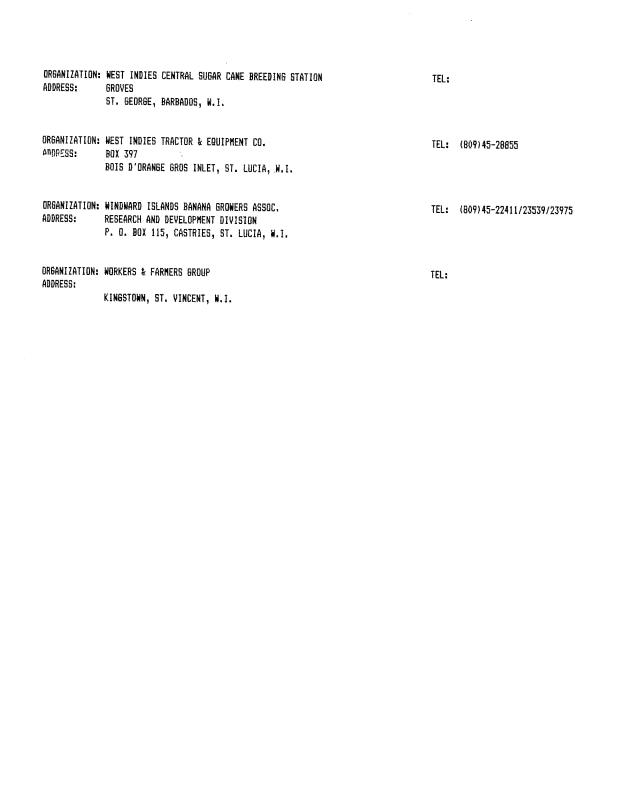 Alphabetical listing of organizations and individuals involved in agricultural research and development in eastern Caribbean Countries - 0021