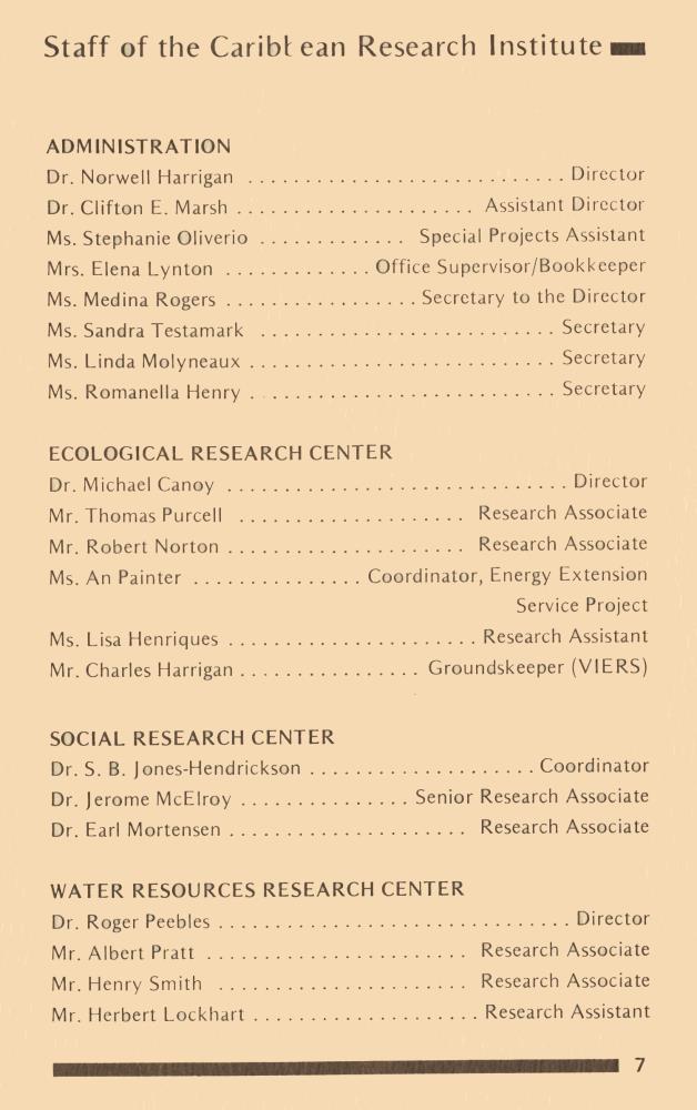 Caribbean Research Institute Report for the period July 1, 1977 - June 30, 1979 - 0007