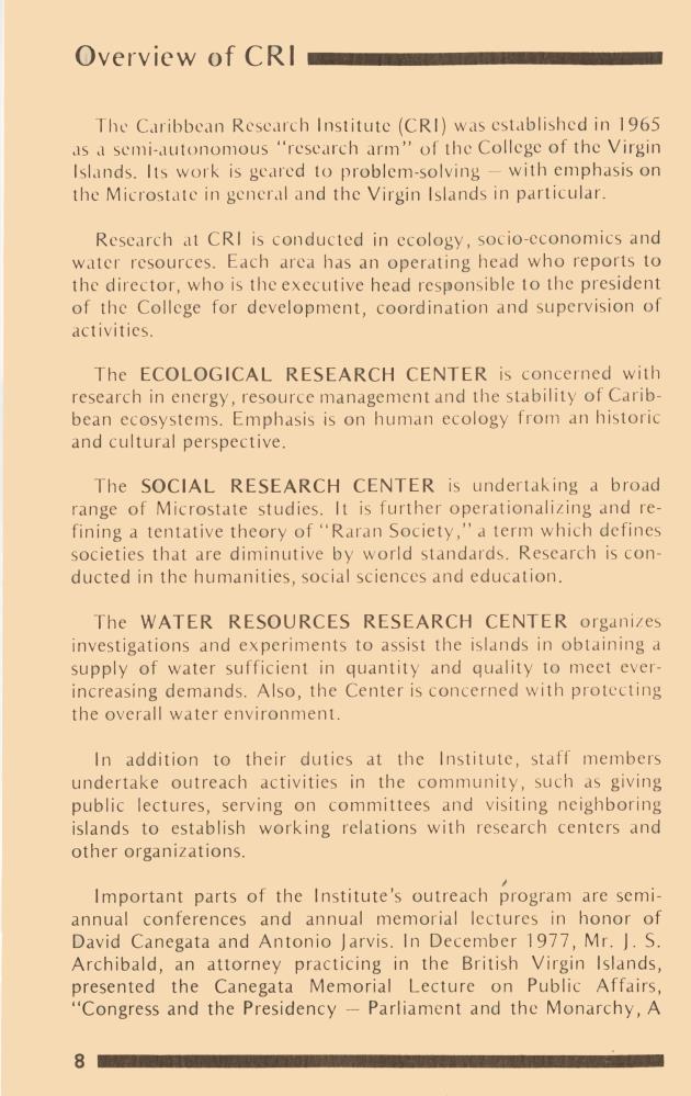 Caribbean Research Institute Report for the period July 1, 1977 - June 30, 1979 - 0008