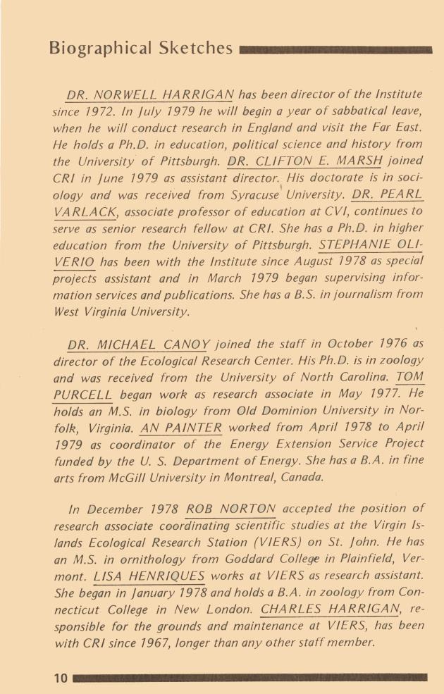 Caribbean Research Institute Report for the period July 1, 1977 - June 30, 1979 - 0010