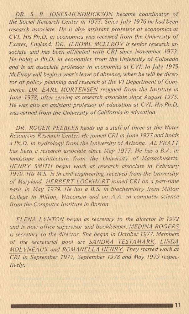 Caribbean Research Institute Report for the period July 1, 1977 - June 30, 1979 - 0011