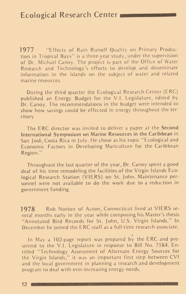 Caribbean Research Institute Report for the period July 1, 1977 - June 30, 1979 - 0012