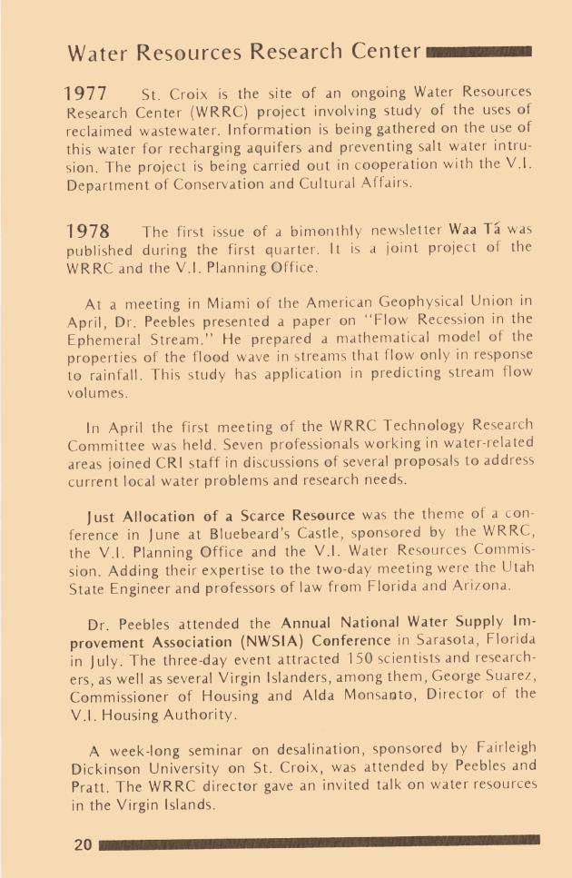 Caribbean Research Institute Report for the period July 1, 1977 - June 30, 1979 - 0020