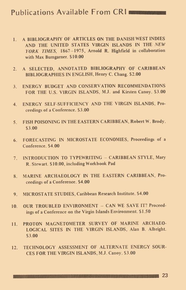 Caribbean Research Institute Report for the period July 1, 1977 - June 30, 1979 - 0023