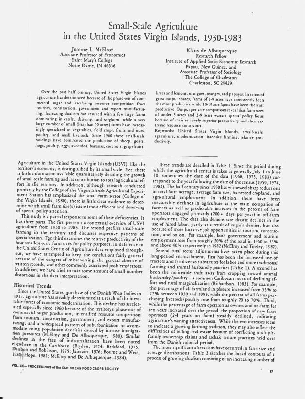 Small-scale agriculture in the United States Virgin Islands, 1930-1983 - 0001