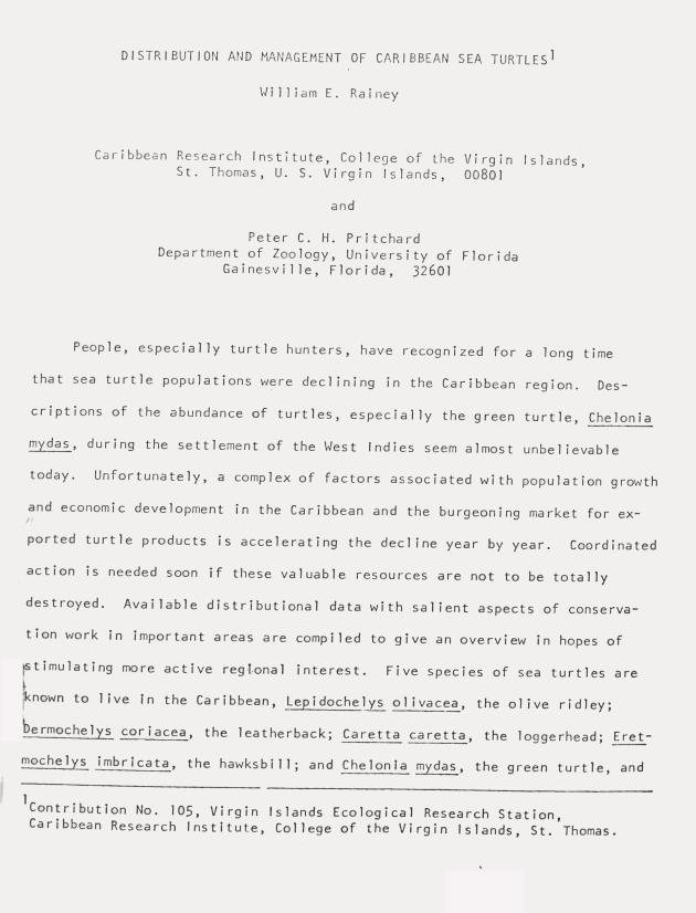 Distribution and management of Caribbean sea turtles - 0001