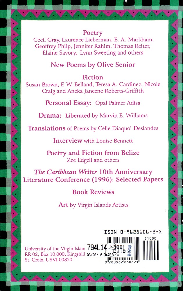 The Caribbean writer - Back Cover 2