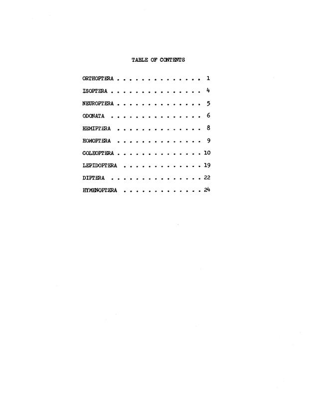 Entomological check list for Virgin Island Ecological Research Station and Virgin Island National Park Museum, St. John, U.S. Virgin Islands - 0001