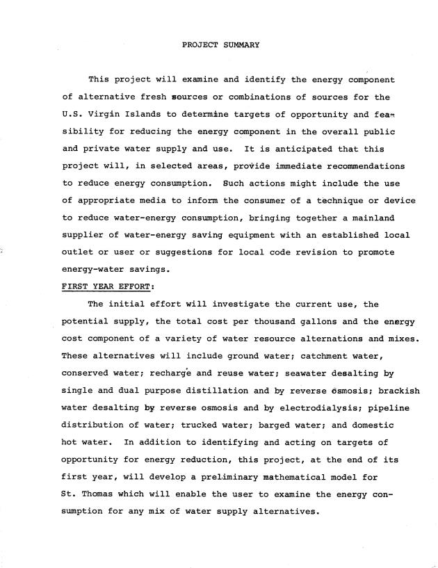 Water resources and energy use in the Unied States Virgin Islands: a proposal - 0002