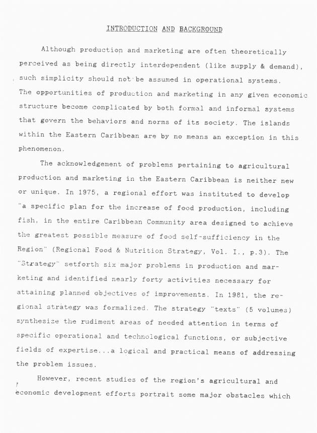 Project report on selected cases of farm production/marketing services and systems in the Eastern Caribbean - 0003