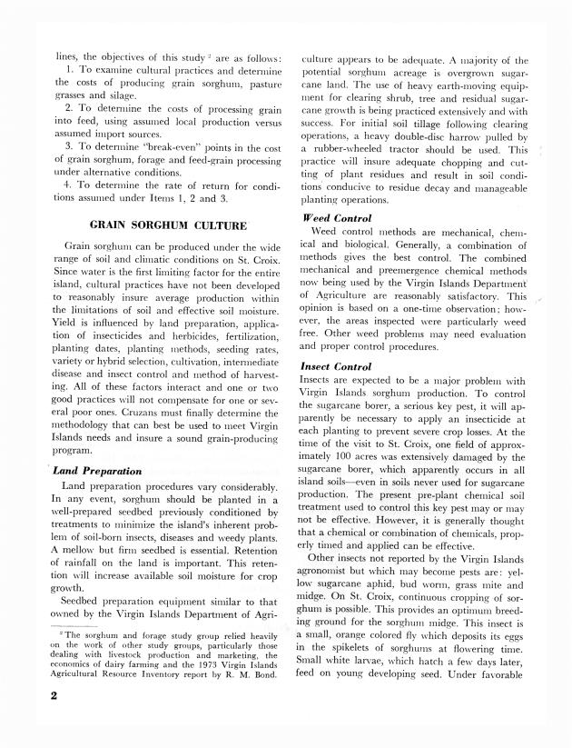 Grain sorghum and forage : production and utilization potential in St. Croix, U.S. Virgin Islands Virgin Islands - 0006