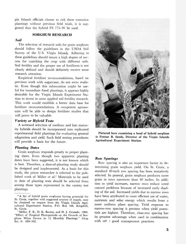 Grain sorghum and forage : production and utilization potential in St. Croix, U.S. Virgin Islands Virgin Islands - 0009