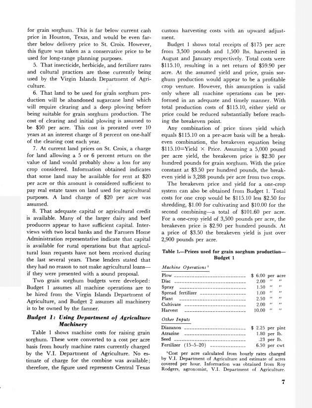 Grain sorghum and forage : production and utilization potential in St. Croix, U.S. Virgin Islands Virgin Islands - 0011