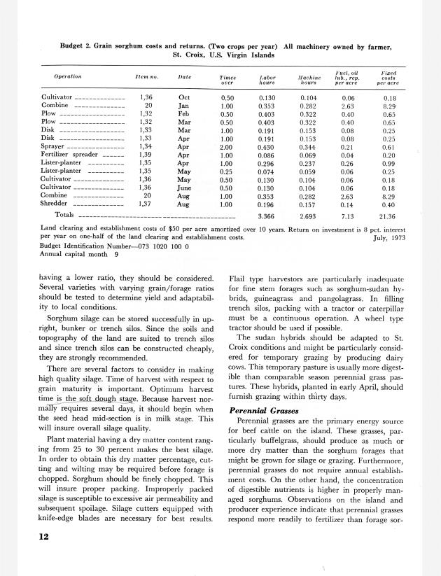 Grain sorghum and forage : production and utilization potential in St. Croix, U.S. Virgin Islands Virgin Islands - 0016